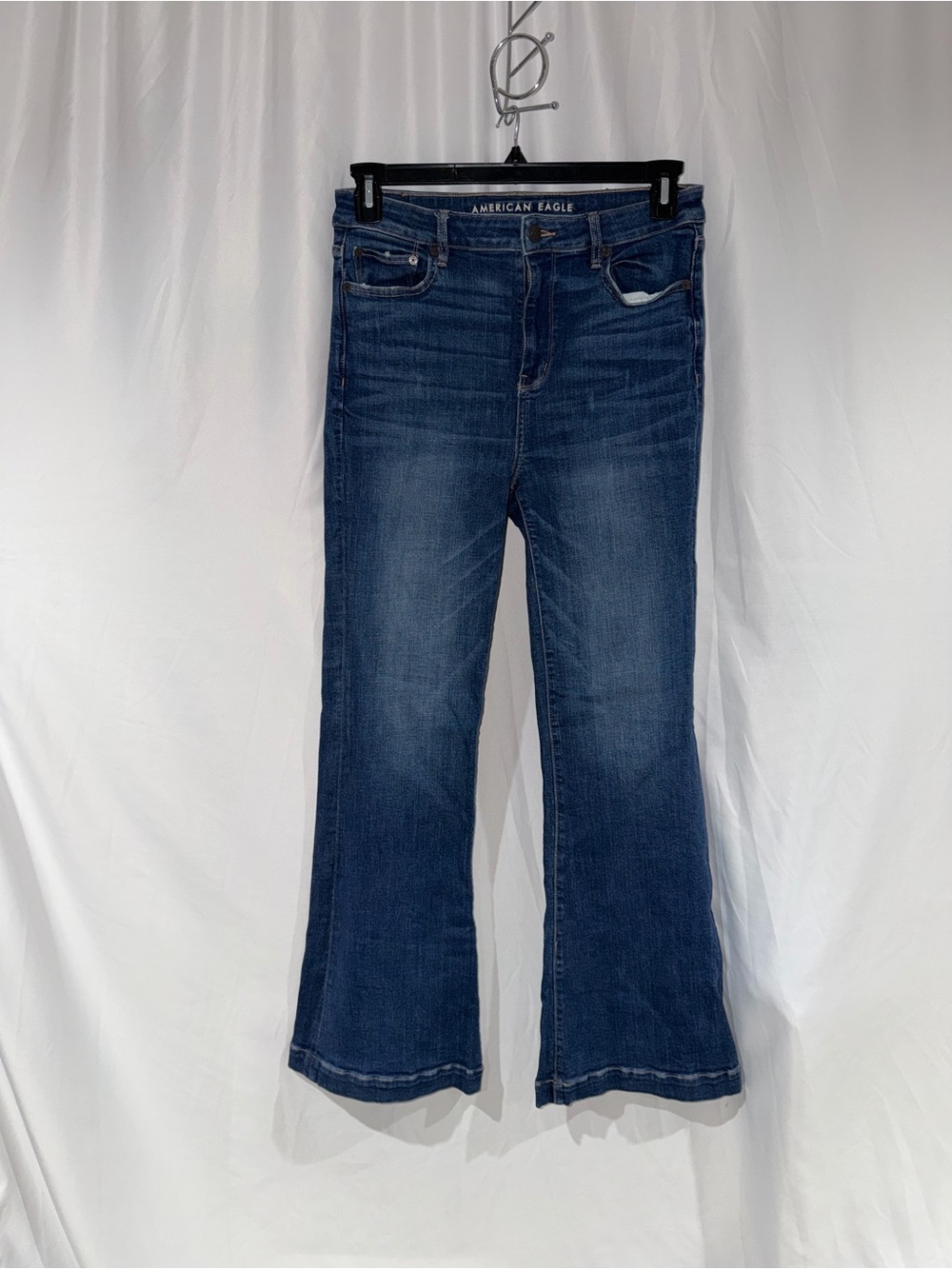 American Eagle Jeans Dark Blue Super High Rise Flare Denim Pants 10
